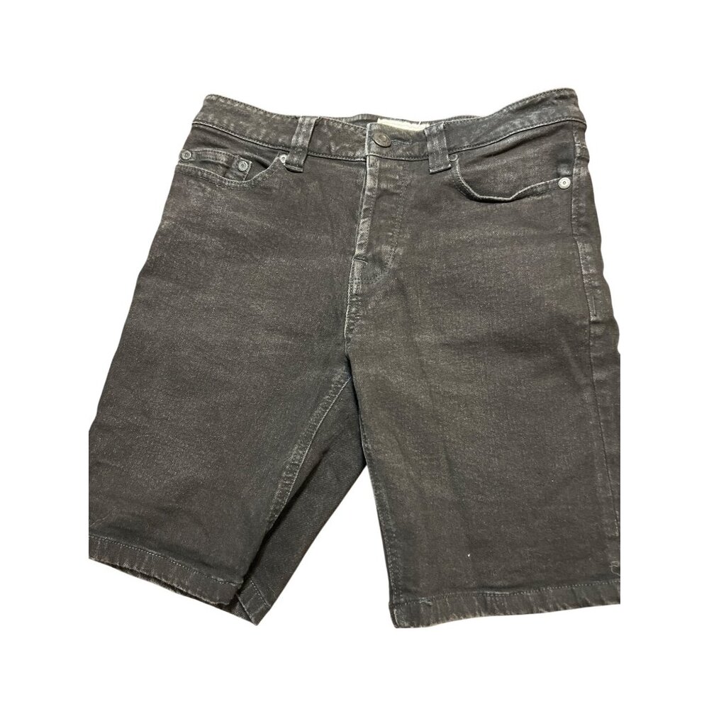 Only & Sons Mens Black Denim Slim Fit Jean Shorts Bermuda Button Fly Size 28
